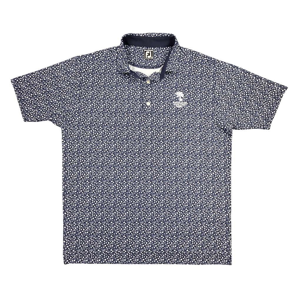 FootJoy Emirates Golf Club Dubai Polo Shirt Mens 2XL Navy Floral Athletic Fit